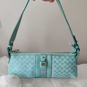 Vintage Y2K Shoulder Bag Purse Turquoise Silver Vtg 90s